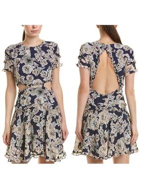 Bardot Navy,Blush And White  Backless Cutout Mini Dress
